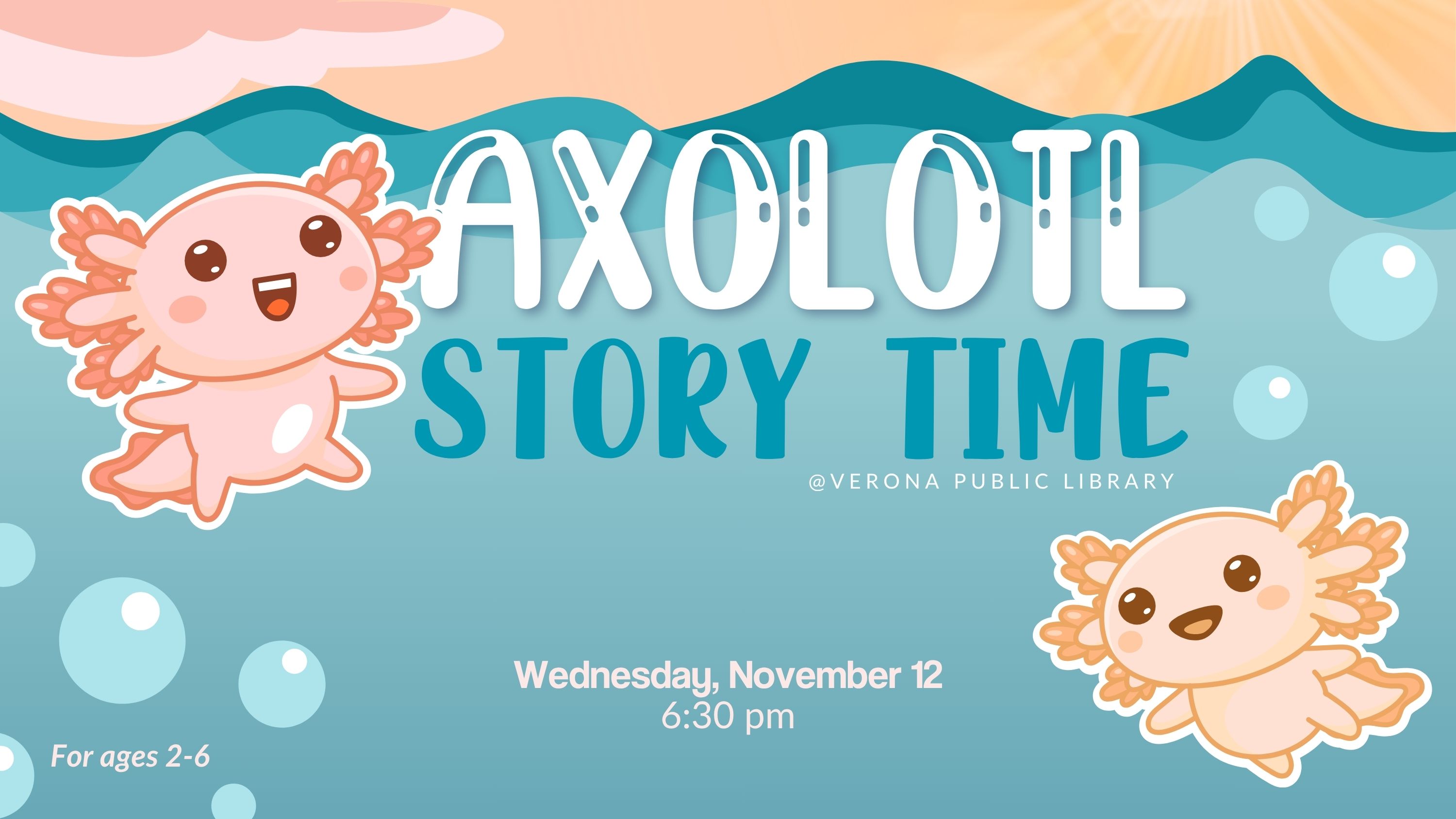 two cute cartoon axolotl's swimming in the water