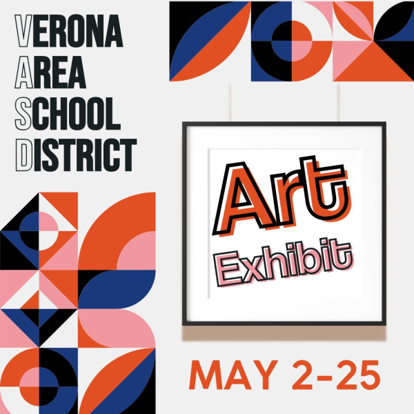 abstract shapes with frame that says "art exhibit"
